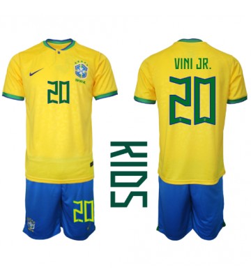 Lacne Dětský Futbalové dres Brazília Vinicius Junior #20 MS 2022 Krátky Rukáv - Domáci (+ trenírky)